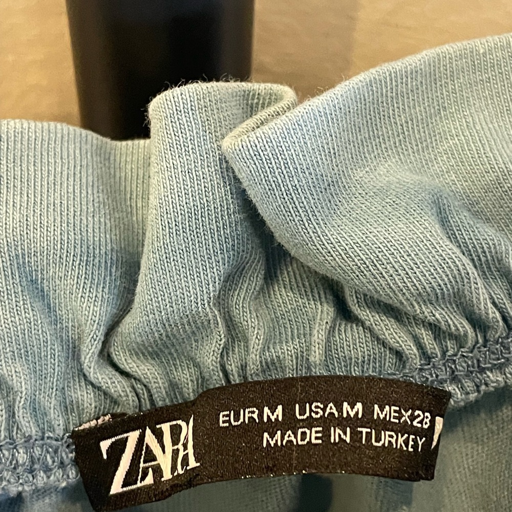 Zara Blue Ruffled Crop Top - Picture 2 of 3